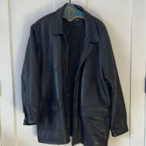 Vintage Pierre Cardin Heavy Black Leather Jacket - XL